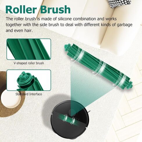 Replacement Parts for iRobot Roomba Plus 405 Combo/505 Combo Robot Vacuum Accessories, 2 Roller Brush, 6 Mop Pads, 4 Filters, 6 Side Brush, 6 Vacuum Bags in Kuwait