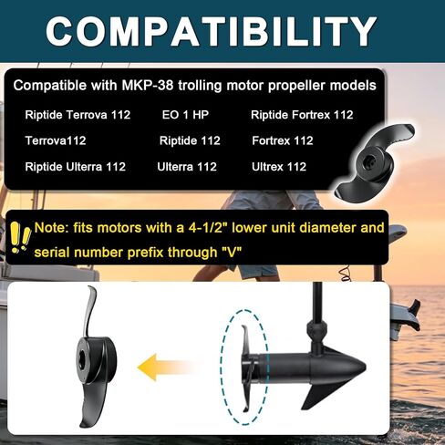 MKP-38 Weedless Wedge 2 Propller متوافق مع محرك الصيد Minn Kota بقوة 112 رطل دفع 4-1/2 بوصة مجموعة دعامة محرك الصيد استبدال #: 1865023 1378160 in Kuwait