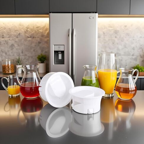 Water Pitcher Lids, 4 Pieces Glass Carafe Lids Covers Food Grade Plastic Dust Proof Splash Resistant Bottle Stoppers for Water Jug Glass Bistro Pitcher in Kuwait