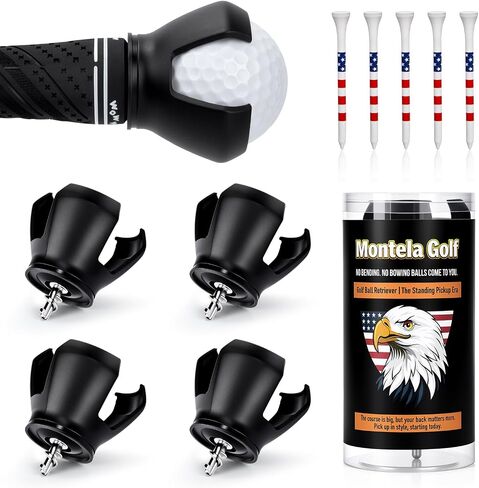 4 Pack Golf Ball Retriever for Putter, 3-Prong Golf Ball Grabber Picker with Stainless Steel Screw Golf Ball Retriever Pick Up Tool for Putter Grip End, No Bend Ball Picker Claw - Fits Most Putters in Kuwait
