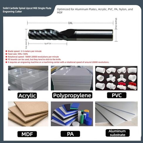 4Pcs 0.047 in Cutter Dia,Solid Carbide Spiral Upcut Engraving Cutter Coating Single Flute,1/8 Shank,Mill Carving Desktop CNC Router Bit for Acrylic Plastic Hardwood PVC MDF Aluminum Plates in Kuwait