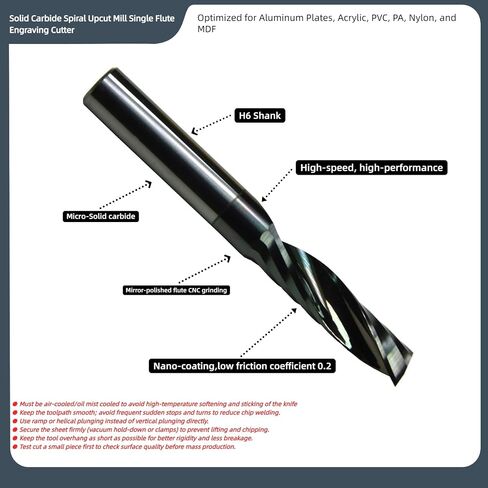 4Pcs 0.047 in Cutter Dia,Solid Carbide Spiral Upcut Engraving Cutter Coating Single Flute,1/8 Shank,Mill Carving Desktop CNC Router Bit for Acrylic Plastic Hardwood PVC MDF Aluminum Plates in Kuwait