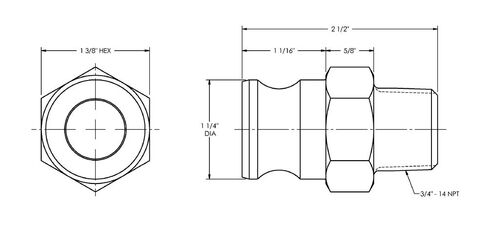Dixon 125-F-AL ألومنيوم 356T6 Boss-Lock Type F Cam and Groove Hose Fitting، 1-1/4" Plug x 1-1/4" NPT Male in Kuwait
