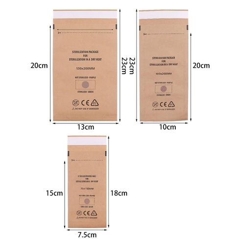 200PCS 3.9"x7.9"Dry Heat Sterilization Pouches Disposable Self-Sealing Cleaning Pouches,Dry Heat Autoclave Kraft Paper Cleaning Bags for Dentist Tools and Nail Art Supplies (3.9"x7.9") in Kuwait