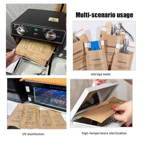 200PCS 3.9"x7.9"Dry Heat Sterilization Pouches Disposable Self-Sealing Cleaning Pouches,Dry Heat Autoclave Kraft Paper Cleaning Bags for Dentist Tools and Nail Art Supplies (3.9"x7.9") in Kuwait
