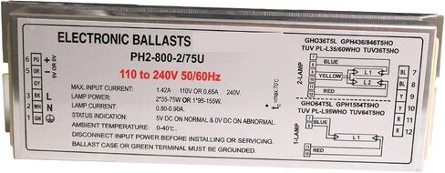 CAARLA Electronic Ballast PH2-800-2/75U T5 Lamp Electronic Ballasts for 1 Lamp 95W-150W or 2 Lamps 2X35W-75W with Indicator in Kuwait
