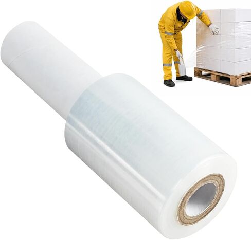 1 Pack Stretch Wrap Film with Handle, 3.94 Inch x 492 Ft Industrial Strength Hand Stretch Wrap, Heavy Duty Self Adhering Plastic Pallet Shrink Film for Packing Moving and Storage, Clear in Saudi Arabia