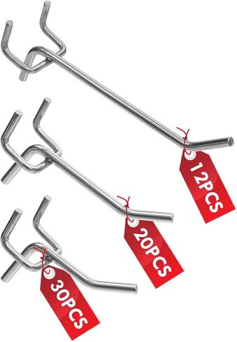 Pegboard Hooks Accessories - 62pcs 2/4/6 Inch Metal Peg Board Tool Hangers, Fits 1/8 1/4 Pegs Slots, Pegboard Wall Organizer Shelving Racks, Hanging Display Storage Holders for Garage Craft Office in Saudi Arabia