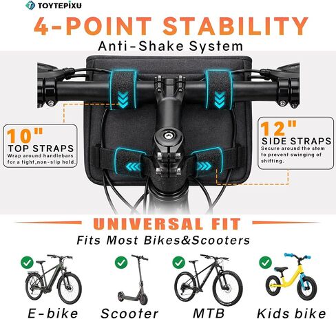 4.5L Bike Handlebar Bag Cooler with Phone Holder | Visor-Free 6.5" Touchscreen Phone Holder, 4-Point Anti-Shake Front Pouch, For E-bikes, MTB & Scooters, Water-Resistant 900D in Kuwait