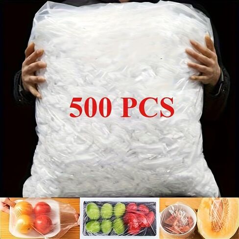 500 قطعة من أغطية الطعام القابلة لإعادة الاستخدام والتمدد - أغطية مرنة شفافة للأطباق والأطباق وتخزين المطبخ وتناول الطعام، مثالية للاستخدام في العطلات وعيد الميلاد in Kuwait