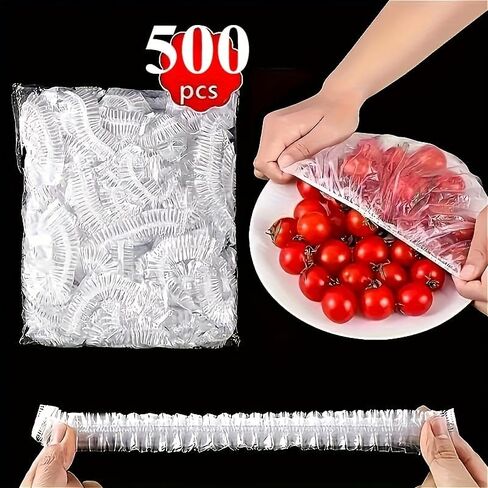 500 قطعة من أغطية الطعام القابلة لإعادة الاستخدام والتمدد - أغطية مرنة شفافة للأطباق والأطباق وتخزين المطبخ وتناول الطعام، مثالية للاستخدام في العطلات وعيد الميلاد in Kuwait