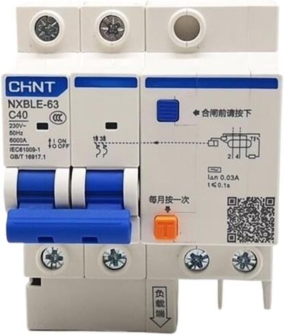 RCBO NXBLE-63 2P 30mA 6KA 32A 40A 50A 63A Residual Current Circuit Breaker(40A) in Kuwait