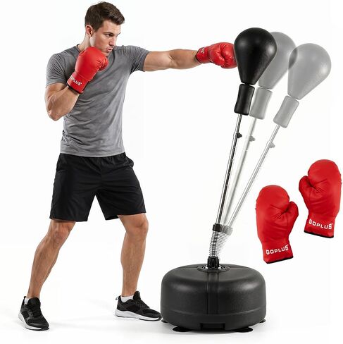 Goplus Punching Bag with Stand, 54.5"-62" Height Adjustable Speed Boxing Equipment with Gloves, Fillable Weighted Base, Fitness Reflex Bag for Teens Youth Adults Home Gym Workout MMA Training in Kuwait