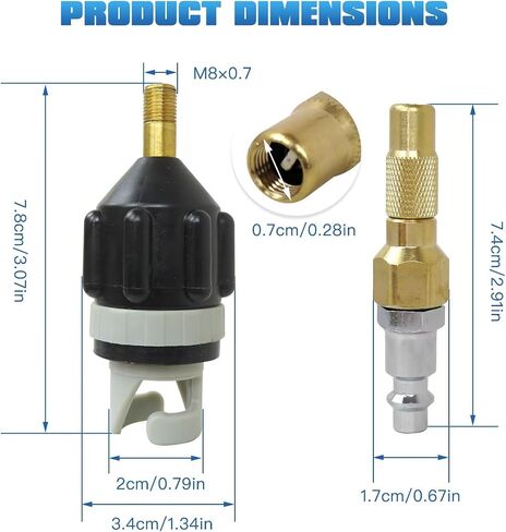 New Upgraded SUP Valve Adapter Set with Compressor Nozzle for Fast Inflation of Paddle Boards in Kuwait