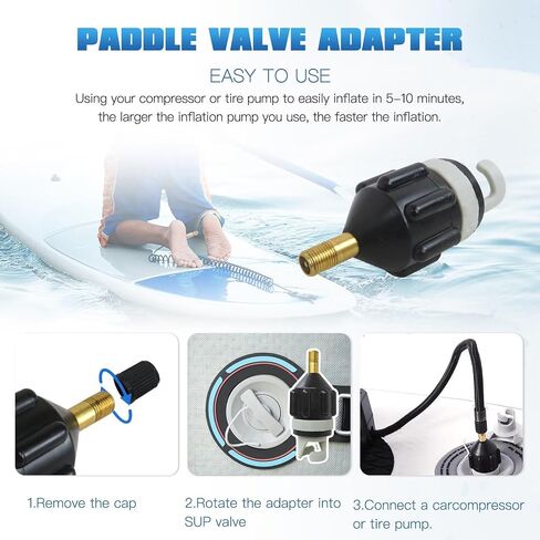 New Upgraded SUP Valve Adapter Set with Compressor Nozzle for Fast Inflation of Paddle Boards in Kuwait