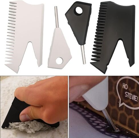 TENSSO Surf Wax Comb Surfboard مكشطة 2 حزمة محمولة مزدوجة الحافة أداة تنظيف إزالة الشمع مع مفتاح الزعنفة، أدوات إزالة الشمع القديمة ملحقات صيانة لركوب الأمواج، لوح التزلج، لوح التجديف in Kuwait