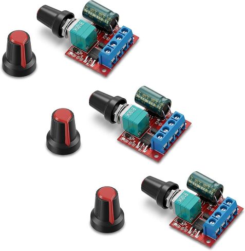 3PCS Mini DC Motor PWM Speed Controller, Adjustable Voltage Regulator 5V-35V 5A Speed Adjustable Switch Module, Includes Switch Knobs and LED Indicator in Kuwait