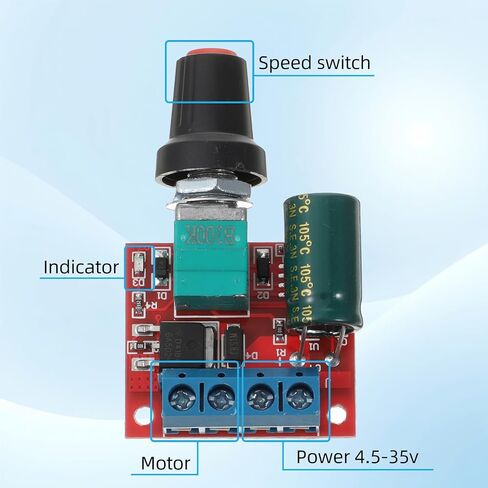 3PCS Mini DC Motor PWM Speed Controller, Adjustable Voltage Regulator 5V-35V 5A Speed Adjustable Switch Module, Includes Switch Knobs and LED Indicator in Kuwait