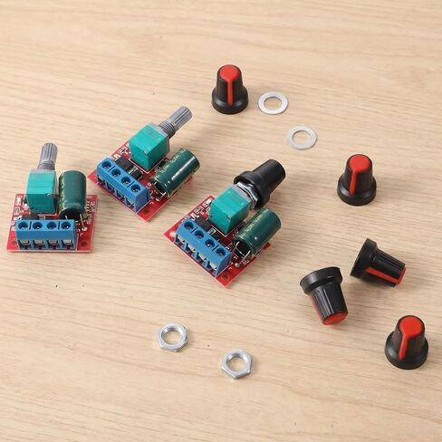 3PCS Mini DC Motor PWM Speed Controller, Adjustable Voltage Regulator 5V-35V 5A Speed Adjustable Switch Module, Includes Switch Knobs and LED Indicator in Kuwait