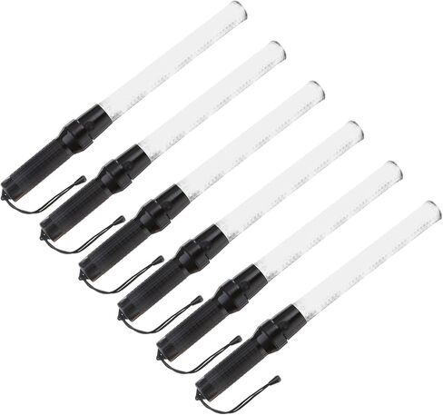 PATIKIL 21 Inch Traffic Wands, 6 Pcs 2 Flashing Modes LED Warning Light Police Signal Controller with Wrist Lanyard for Car Direct, Traffic, Airport, Parking Guide, Yellow in Kuwait