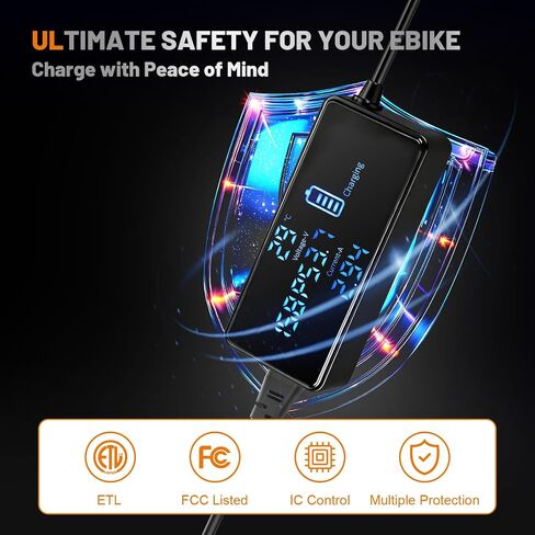 54.6V 3A E-Scooter Charger with 7 Plugs & Smart LCD Touch-Screen, UL Certified Fast Charger for 48V Li-ion Battery, Replacement for Home/Travel/Outdoor/Garage Use – for Scooters, E-Bikes & E-Boards in Kuwait