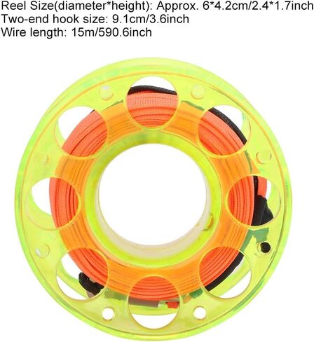 Ymiko Spool for Dsmb 15m بكرة إصبع بلاستيكية للغوص مع خطاف من الفولاذ المقاوم للصدأ - ملحق خفيف الوزن تحت الماء للغوص في الكهف والتقنية in Kuwait