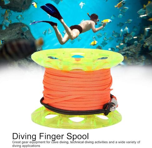 Ymiko Spool for Dsmb 15m بكرة إصبع بلاستيكية للغوص مع خطاف من الفولاذ المقاوم للصدأ - ملحق خفيف الوزن تحت الماء للغوص في الكهف والتقنية in Kuwait