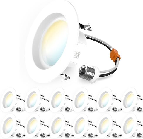 Sunco 12 Pack 5/6 Inch Smooth LED Retrofit Downlight, 965 Lumens, 2700K Soft White, 13W Dimmable, Damp Rated, Bedroom Living Room Bathroom, 120V - UL, FCC, RoHS in Kuwait