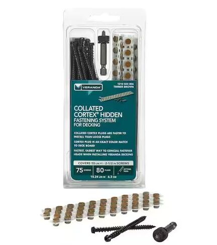 FastenMaster Collated Cortex Hidden Fastening System for Veranda Decking - 2-1/2 in. Cortex Screws and Plugs in Timber Brown (50 LF) FMCTXCL-VA75TB in Kuwait