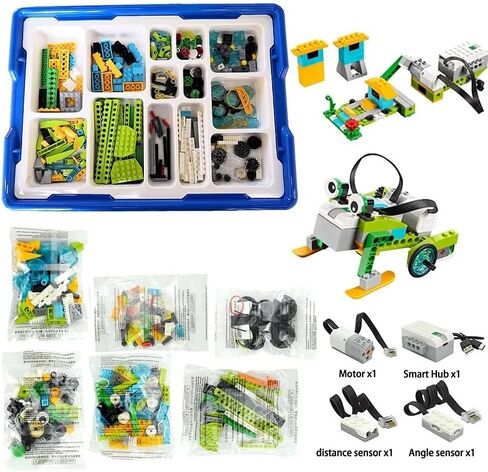 JoviJon WeDo 2.0 Core Set, Programmable Robotics Kit, 280 Pieces DIY Programing Robot Electronic Bricks+4PCS Hub Motor Kit Compatible with Standard Building Blocks We.Do 2.0 45300 Robotics in Kuwait