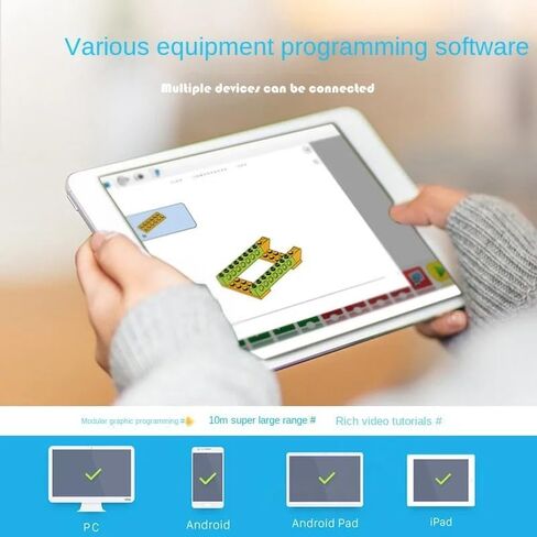 JoviJon WeDo 2.0 Core Set, Programmable Robotics Kit, 280 Pieces DIY Programing Robot Electronic Bricks+4PCS Hub Motor Kit Compatible with Standard Building Blocks We.Do 2.0 45300 Robotics in Kuwait