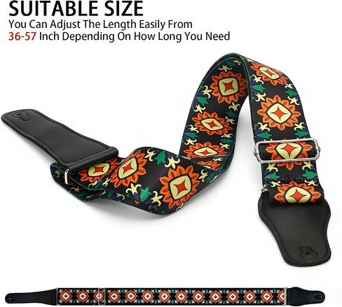 MUSO Guitar Strap with Secure Lock, Adjustable Guitar Strap with Quick Release Lock Strap Lock & Strap Button Quick Detach Mechanism for Electric, Acoustic, Bass Guitars (Sun Flower with Lock) in Kuwait