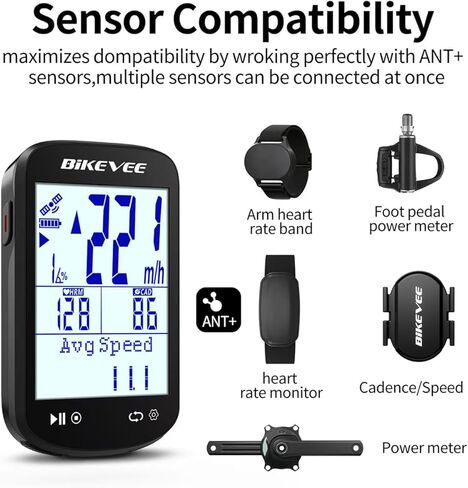 Wireless Bike Computer GPS Bundle, Speedometer & Odometer, Cadence Sensor, Auto Backlight & Auto Stop, IPX7 Waterproof, 2.6" LCD Display in Saudi Arabia