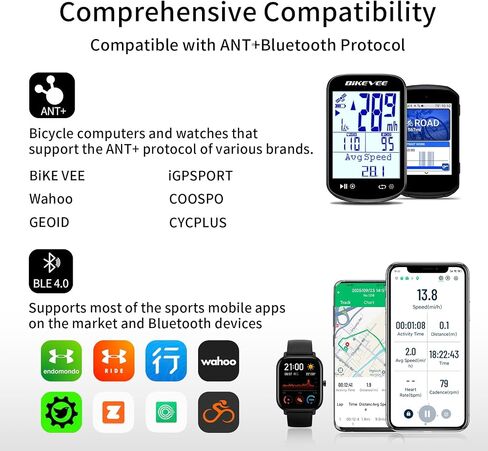 Wireless Bike Computer GPS Bundle, Speedometer & Odometer, Cadence Sensor, Auto Backlight & Auto Stop, IPX7 Waterproof, 2.6" LCD Display in Saudi Arabia