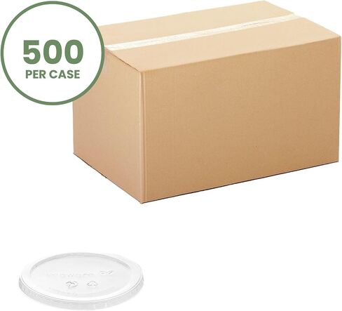 Vegware VDC-120H أغطية حاويات لذيذة مستديرة شفافة قابلة للتحلل، علبة مكونة من 500 قطعة، بلاستيك نباتي متجدد من PLA، يناسب حاويات (8-32 أونصة)، قابلة لإعادة الاستخدام، أغطية تخزين الطعام المعدة للوجبات in Kuwait