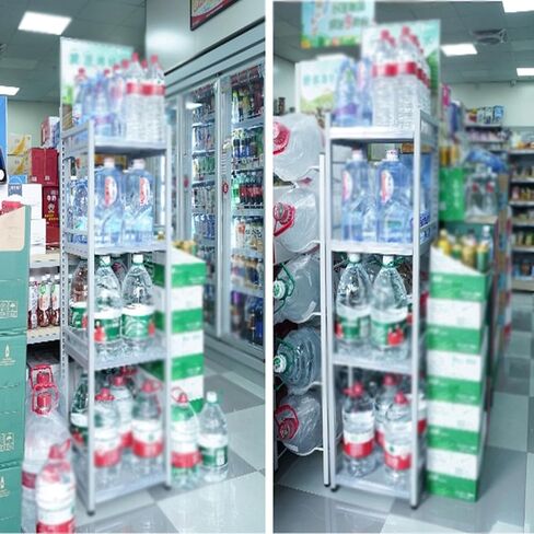 4-Tier Floor-Standing Water Bucket Rack,Bottled Water Storage Rack,43x43x135cm,Load Capacity 180kg,Suitable for Supermarkets/Offices in Kuwait