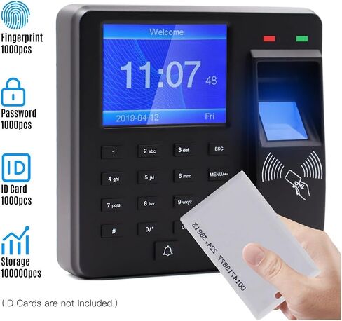 Machine Clocking Access Control Time Attendance Machine Fingerprint/Password/ID Card Recognition Time Clock Employee Check-in Recorder No Monthly Rate in Kuwait