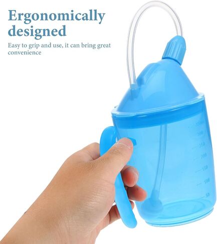 VICASKY Liquid Feeding Cup with Straw, Choking Prevention Convalescent Drinking Mug for Bedridden Patients and Maternity Care, Spill-resistant Medical Aid Cup in Sky Blue for Disabled in Kuwait