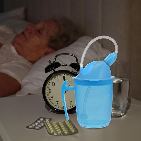 VICASKY Liquid Feeding Cup with Straw, Choking Prevention Convalescent Drinking Mug for Bedridden Patients and Maternity Care, Spill-resistant Medical Aid Cup in Sky Blue for Disabled in Kuwait