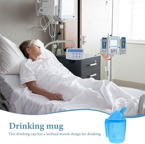 VICASKY Liquid Feeding Cup with Straw, Choking Prevention Convalescent Drinking Mug for Bedridden Patients and Maternity Care, Spill-resistant Medical Aid Cup in Sky Blue for Disabled in Kuwait