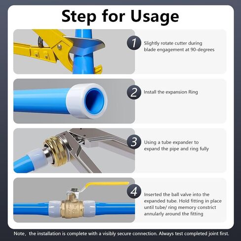 WiseWater 1 "PEX A Ball Valve 2 Pack مع 4 حلقات توسيع | مقبض أصفر، صمام كروي نحاسي كامل المنفذ لمياه الشرب، ASTM F1960 in Kuwait
