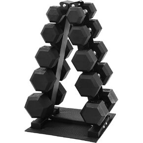 مجموعة دمبل سداسية مطاطية من HulkFit بوزن 160-550 رطل مع رف تخزين، دمبل من الحديد الزهر الصلب لكامل الجسم، قبضة مضادة للانزلاق، مجموعة دمبل أوزان للتدريب المنزلي في صالة الألعاب الرياضية in Kuwait