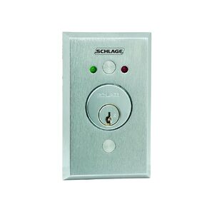 Schlage Electronics 653-04-L2 Keyswitch، SPDT يحافظ على اتجاه واحد، 2 LEDs أخضر وأحمر، لمسة نهائية من الكروم الساتان، أسطوانة أقل in Kuwait