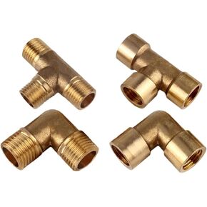 Pneumatic Plumbing Brass Pipe Fitting Male/Female Thread G1/8 G1/4 G3/8 G1/2 Tee Type Copper Fittings Water Oil Gas Adapter 1Pcs(Male-M-F) in Saudi Arabia