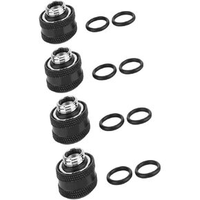 YGKN-C16MM 4 قطع تركيب ضغط سريع لنظام تبريد المياه للكمبيوتر، تركيب أنبوب OD 16 مم مع حلقات إغلاق (أسود 4 قطع) in Kuwait