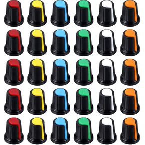 30 Pcs 6mm Knurled Shaft Potentiometer Knob, 6 Colors Potentiometer Control Knobs, Plastic Guitar Volume Tone Rotary Knob for Electric Guitar Volume Tone Knobs, Amplifier amp Volume Control, Style 2 in Kuwait