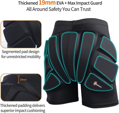 Kids Butt Padded Shorts for Skating Skateboarding, 3D Protection Crash Pad Impact Gear Pants for Butt Hips Tailbone in Kuwait