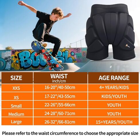 Kids Butt Padded Shorts for Skating Skateboarding, 3D Protection Crash Pad Impact Gear Pants for Butt Hips Tailbone in Kuwait