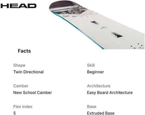 HEAD Unisex True 2.0 Snowboard | Durable Lightweight Twin-Directional Outdoor Winter Sport All-Mountain Freestyle Snowboard with Hybrid Camber Pop & Extruded Base | Beginners & Intermediate in Kuwait