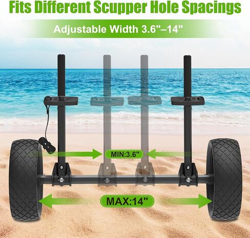 Kayak Cart with 8" Kayak Wheels, 300 LBS Load Capacity Lightweight Aluminium Kayak Trailer with Adjustable Width, Rubber Pads and Rubber Sleeves, for Kayak and Fishing Kayak Transport in Kuwait